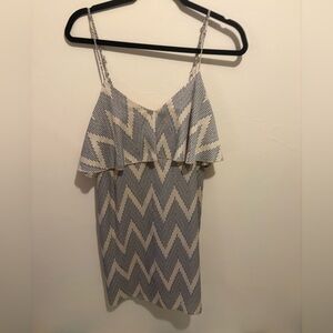 Deep V Chevron Patterned Spaghetti Strap Dress